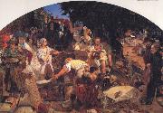 Ford Madox Brown Chaucer at the Curt of Edward III France oil painting artist